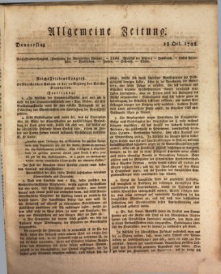 Allgemeine Zeitung Donnerstag 18. Oktober 1798