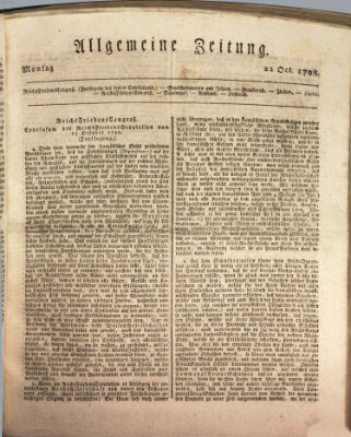 Allgemeine Zeitung Montag 22. Oktober 1798