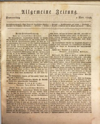 Allgemeine Zeitung Donnerstag 1. November 1798