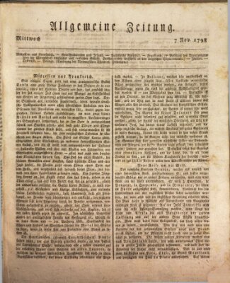 Allgemeine Zeitung Mittwoch 7. November 1798