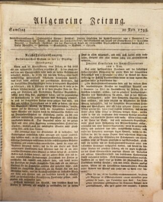 Allgemeine Zeitung Samstag 10. November 1798