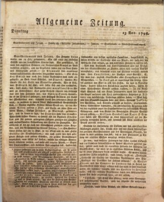 Allgemeine Zeitung Dienstag 13. November 1798