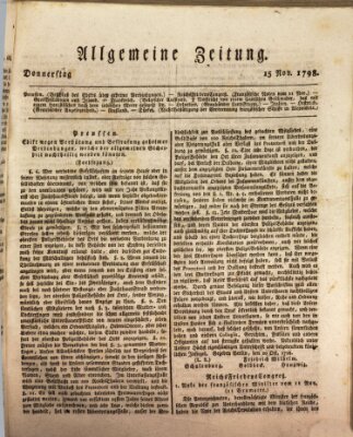 Allgemeine Zeitung Donnerstag 15. November 1798