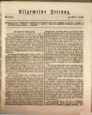 Allgemeine Zeitung Freitag 30. November 1798
