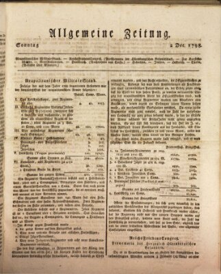 Allgemeine Zeitung Sonntag 2. Dezember 1798