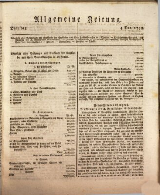 Allgemeine Zeitung Dienstag 4. Dezember 1798