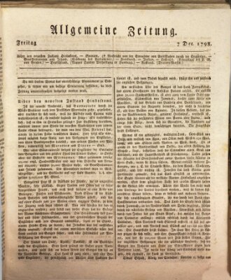 Allgemeine Zeitung Freitag 7. Dezember 1798