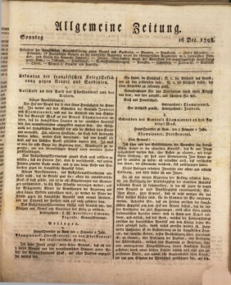 Allgemeine Zeitung Sonntag 16. Dezember 1798