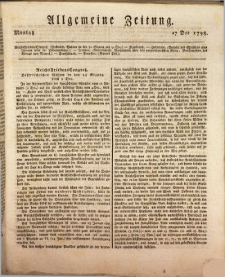 Allgemeine Zeitung Montag 17. Dezember 1798