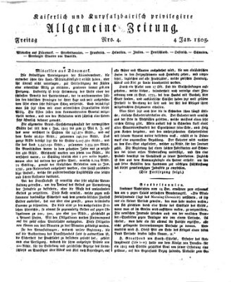 Kaiserlich- und Kurpfalzbairisch privilegirte allgemeine Zeitung (Allgemeine Zeitung) Freitag 4. Januar 1805