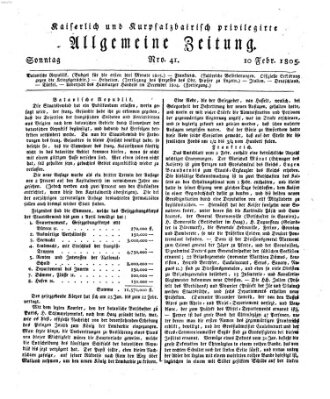 Kaiserlich- und Kurpfalzbairisch privilegirte allgemeine Zeitung (Allgemeine Zeitung) Sonntag 10. Februar 1805