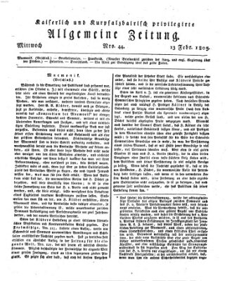 Kaiserlich- und Kurpfalzbairisch privilegirte allgemeine Zeitung (Allgemeine Zeitung) Mittwoch 13. Februar 1805