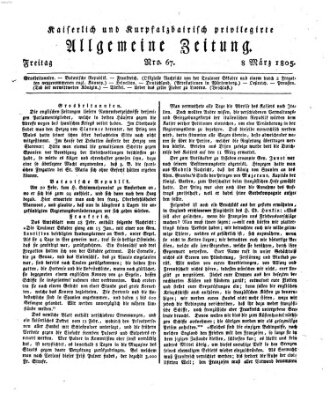 Kaiserlich- und Kurpfalzbairisch privilegirte allgemeine Zeitung (Allgemeine Zeitung) Freitag 8. März 1805