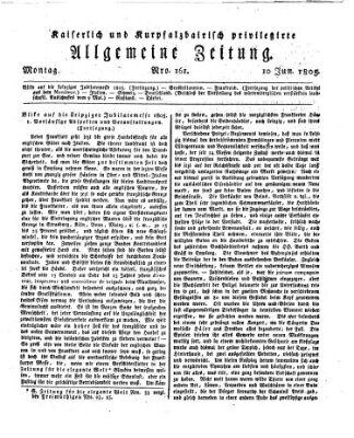 Kaiserlich- und Kurpfalzbairisch privilegirte allgemeine Zeitung (Allgemeine Zeitung) Montag 10. Juni 1805