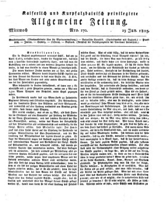 Kaiserlich- und Kurpfalzbairisch privilegirte allgemeine Zeitung (Allgemeine Zeitung) Mittwoch 19. Juni 1805