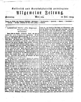 Kaiserlich- und Kurpfalzbairisch privilegirte allgemeine Zeitung (Allgemeine Zeitung) Sonntag 28. Juli 1805