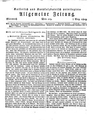 Kaiserlich- und Kurpfalzbairisch privilegirte allgemeine Zeitung (Allgemeine Zeitung) Mittwoch 7. August 1805