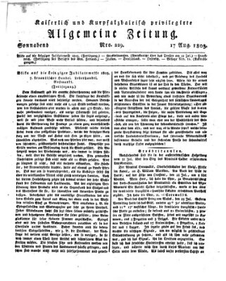 Kaiserlich- und Kurpfalzbairisch privilegirte allgemeine Zeitung (Allgemeine Zeitung) Samstag 17. August 1805