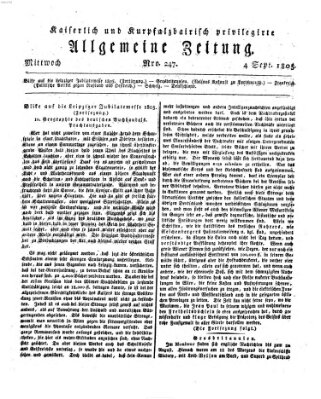 Kaiserlich- und Kurpfalzbairisch privilegirte allgemeine Zeitung (Allgemeine Zeitung) Mittwoch 4. September 1805