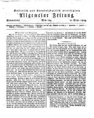 Kaiserlich- und Kurpfalzbairisch privilegirte allgemeine Zeitung (Allgemeine Zeitung) Samstag 21. September 1805