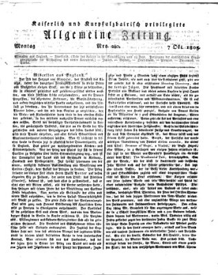 Kaiserlich- und Kurpfalzbairisch privilegirte allgemeine Zeitung (Allgemeine Zeitung) Montag 7. Oktober 1805