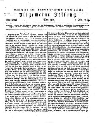 Kaiserlich- und Kurpfalzbairisch privilegirte allgemeine Zeitung (Allgemeine Zeitung) Mittwoch 9. Oktober 1805