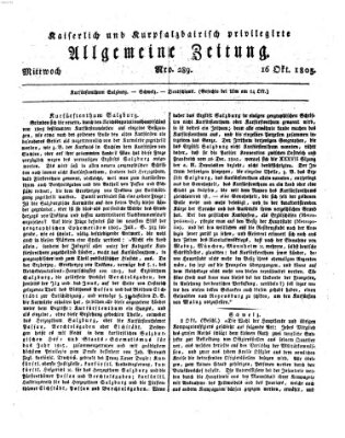 Kaiserlich- und Kurpfalzbairisch privilegirte allgemeine Zeitung (Allgemeine Zeitung) Mittwoch 16. Oktober 1805