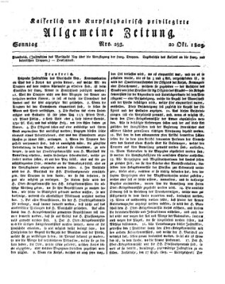 Kaiserlich- und Kurpfalzbairisch privilegirte allgemeine Zeitung (Allgemeine Zeitung) Sonntag 20. Oktober 1805