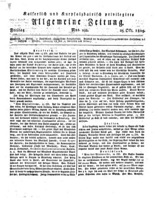 Kaiserlich- und Kurpfalzbairisch privilegirte allgemeine Zeitung (Allgemeine Zeitung) Freitag 25. Oktober 1805