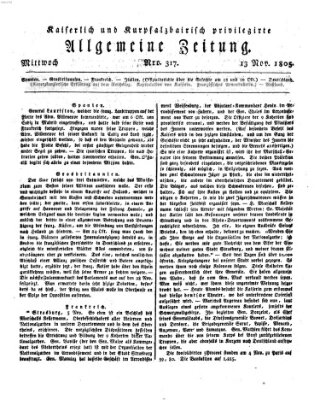 Kaiserlich- und Kurpfalzbairisch privilegirte allgemeine Zeitung (Allgemeine Zeitung) Mittwoch 13. November 1805