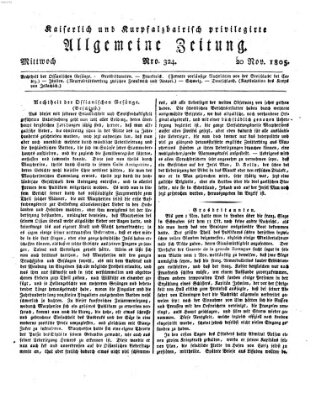 Kaiserlich- und Kurpfalzbairisch privilegirte allgemeine Zeitung (Allgemeine Zeitung) Mittwoch 20. November 1805