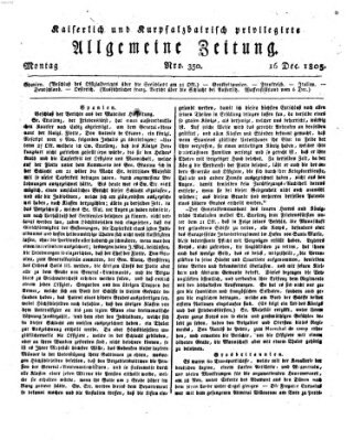 Kaiserlich- und Kurpfalzbairisch privilegirte allgemeine Zeitung (Allgemeine Zeitung) Montag 16. Dezember 1805