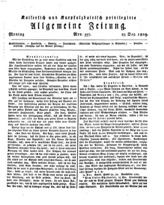 Kaiserlich- und Kurpfalzbairisch privilegirte allgemeine Zeitung (Allgemeine Zeitung) Montag 23. Dezember 1805