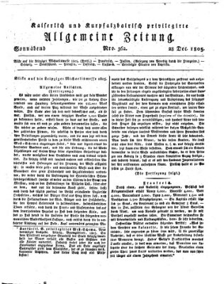 Kaiserlich- und Kurpfalzbairisch privilegirte allgemeine Zeitung (Allgemeine Zeitung) Samstag 28. Dezember 1805