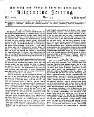 Kaiserlich- und Kurpfalzbairisch privilegirte allgemeine Zeitung (Allgemeine Zeitung) Mittwoch 14. Mai 1806