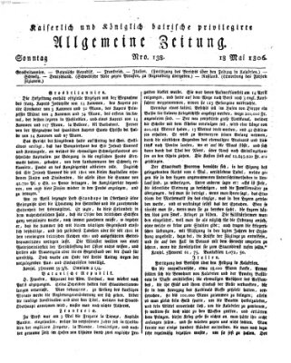 Kaiserlich- und Kurpfalzbairisch privilegirte allgemeine Zeitung (Allgemeine Zeitung) Sonntag 18. Mai 1806