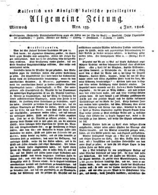 Kaiserlich- und Kurpfalzbairisch privilegirte allgemeine Zeitung (Allgemeine Zeitung) Mittwoch 4. Juni 1806