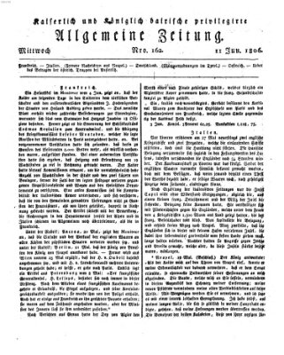 Kaiserlich- und Kurpfalzbairisch privilegirte allgemeine Zeitung (Allgemeine Zeitung) Mittwoch 11. Juni 1806