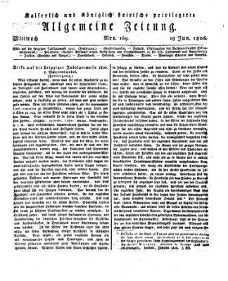 Kaiserlich- und Kurpfalzbairisch privilegirte allgemeine Zeitung (Allgemeine Zeitung) Mittwoch 18. Juni 1806