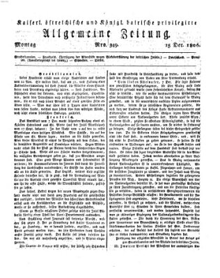 Kaiserlich- und Kurpfalzbairisch privilegirte allgemeine Zeitung (Allgemeine Zeitung) Montag 15. Dezember 1806