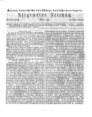 Kaiserlich- und Kurpfalzbairisch privilegirte allgemeine Zeitung (Allgemeine Zeitung) Donnerstag 18. Dezember 1806