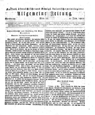 Kaiserlich- und Kurpfalzbairisch privilegirte allgemeine Zeitung (Allgemeine Zeitung) Sonntag 11. Januar 1807