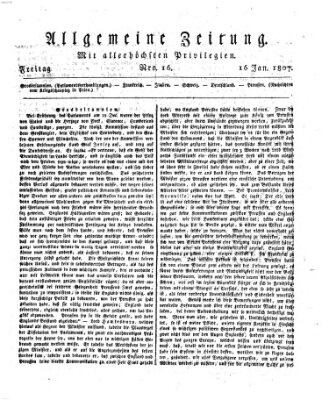 Allgemeine Zeitung Freitag 16. Januar 1807