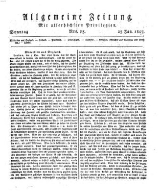 Allgemeine Zeitung Sonntag 25. Januar 1807