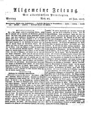 Allgemeine Zeitung Montag 26. Januar 1807