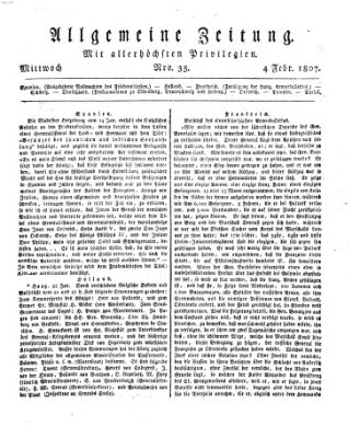 Allgemeine Zeitung Mittwoch 4. Februar 1807