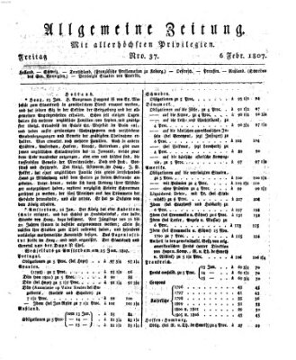 Allgemeine Zeitung Freitag 6. Februar 1807