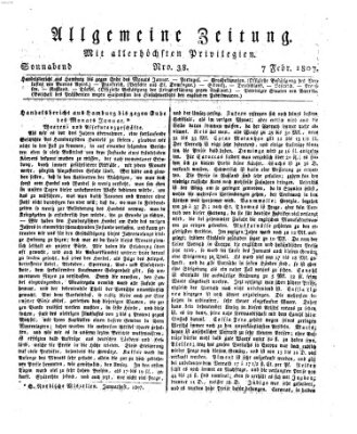 Allgemeine Zeitung Samstag 7. Februar 1807