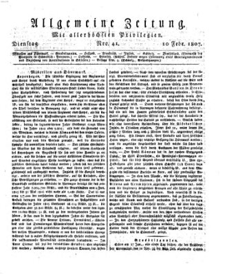 Allgemeine Zeitung Dienstag 10. Februar 1807