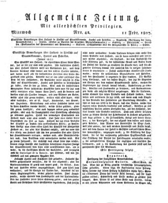 Allgemeine Zeitung Mittwoch 11. Februar 1807